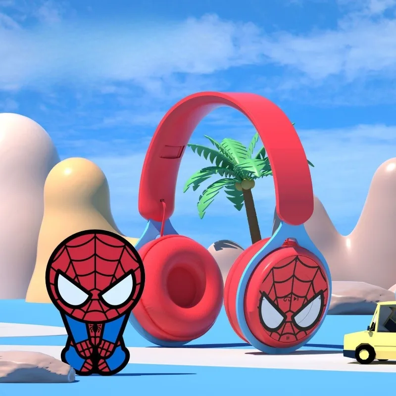 سماعة رأس بلوتوث لاسلكية مثبتة على الرأس من Marvel Spider-Man Captain America مع تقليل الضوضاء وعمر بطارية طويل