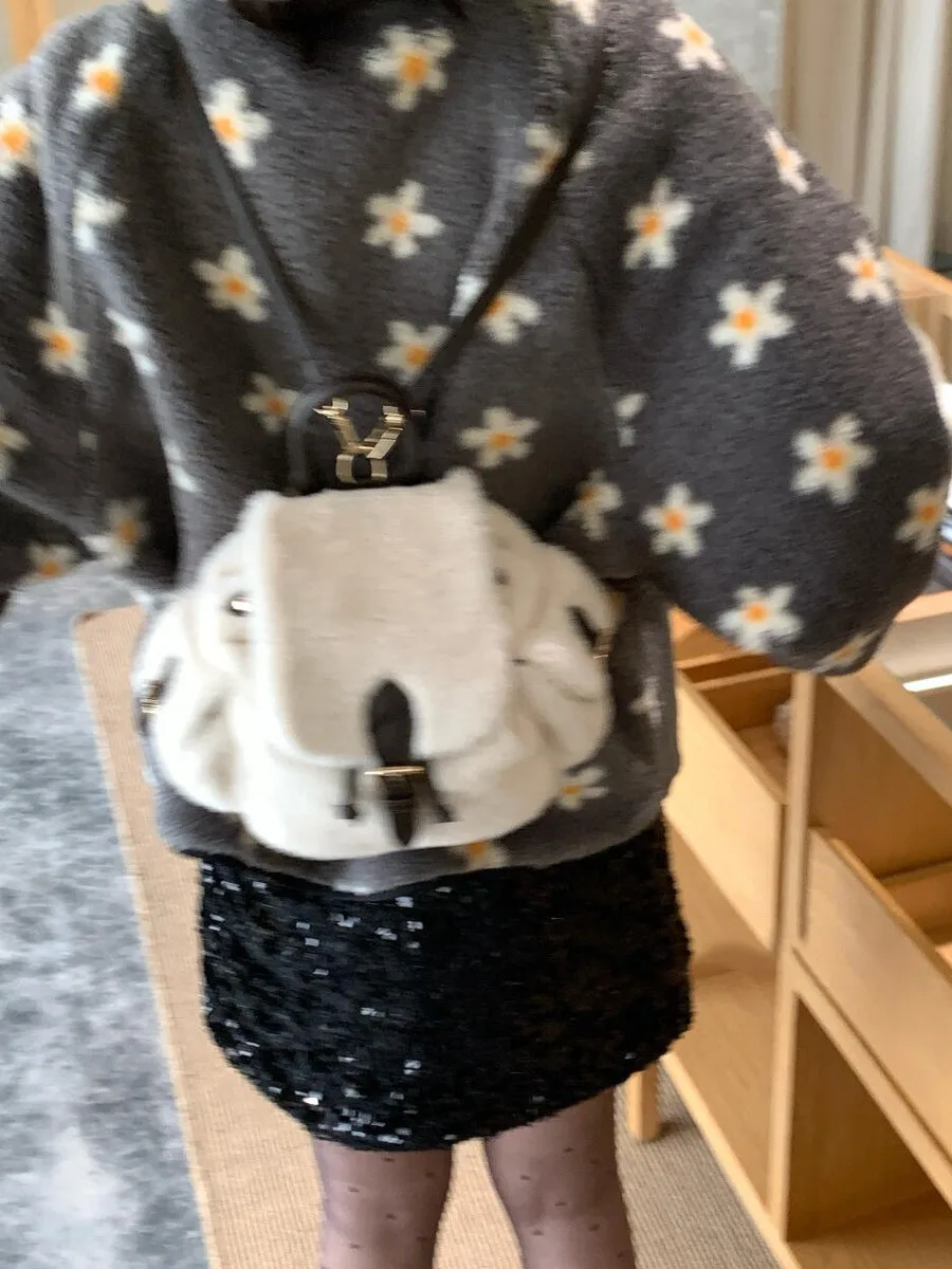 الكورية Sle الدفء eepskin المرأة ort معطف ربيع الخريف الشتاء الأزهار طباعة فروي Jaet لطيف الحلو تقليل العمر