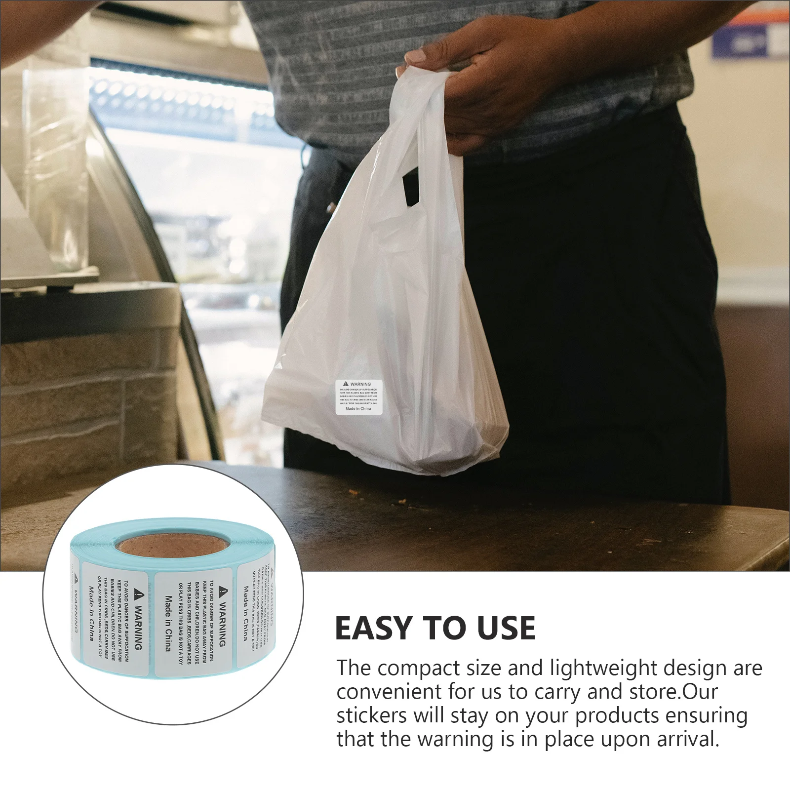 800Pcs Warning Stickers Anti-Suffocation Glossy Self-Adhesive Shipping Packing Labels Choking Warning Signs Choking Sign