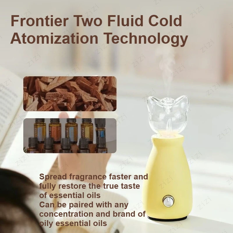Household Waterless Two Fluid Cold Atomization Aromatherapy Machine with USB Plug in And Built in Battery