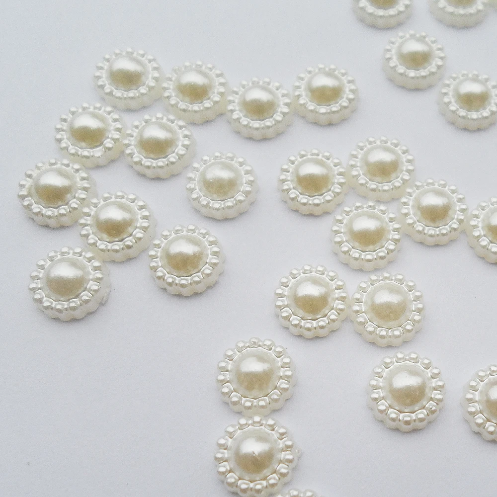 Tiki Official-website fnaf по 2 грн 50PCS Lot DIY Jewelry Accessorie White Sunflower Half Round Pearl Bead 8 10 12 14 17 19MM