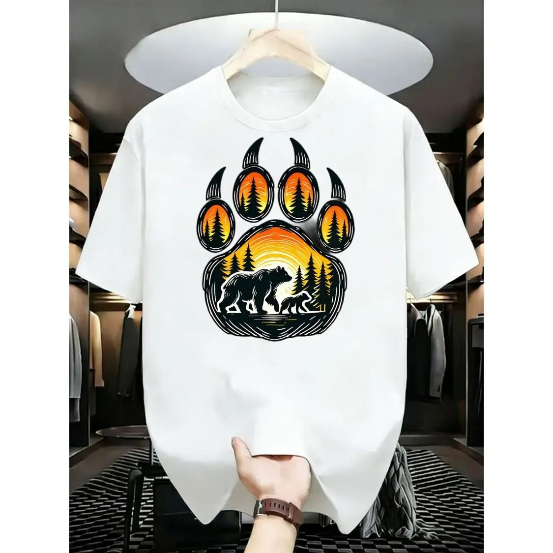 

Новые высококачественные красивые мужские и женские футболки с принтом медвежьих когтей в стиле ретро и том же свободный топ с круглым вырезом и короткими рукавами