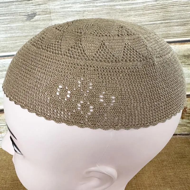 African Men Hats Knitted Casual Breathable Summer Ramadan Prayer Beret Caps Street Melon Cap Islam Male Black Kufi Beanies