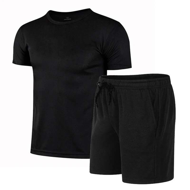 

2026 new Summer Men's Fashion Simple Round-Neck T-Shirt + mesh Shorts men Sportswear Two-Piece Set loose Daily tracksuit