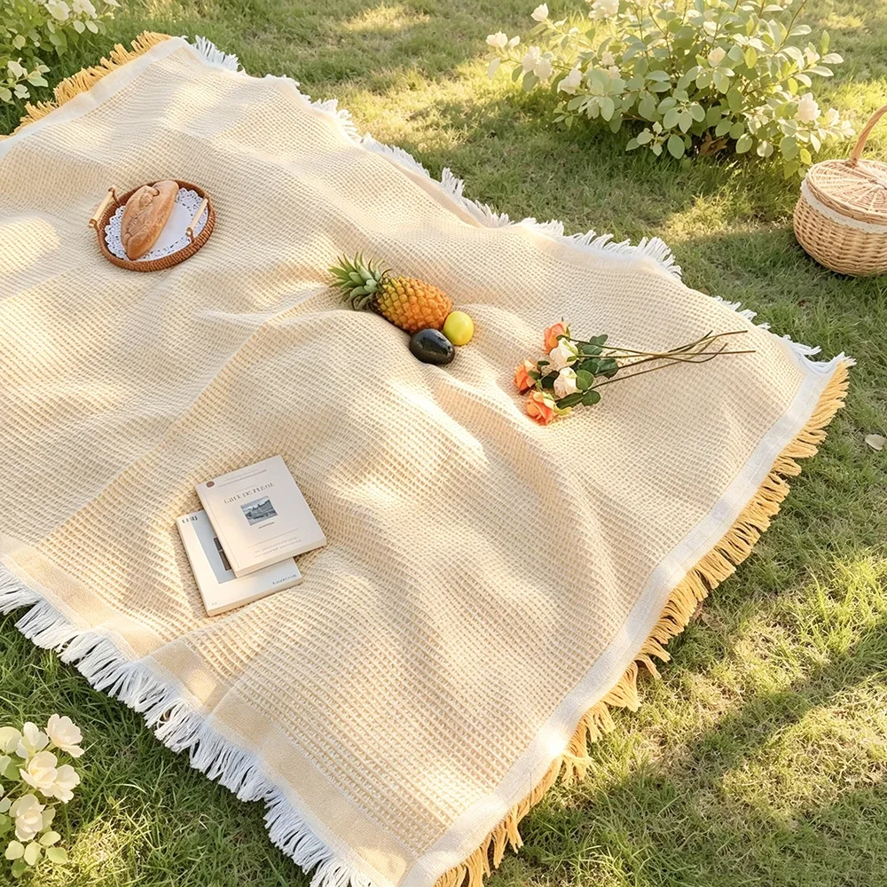 Multifunctional Linen Picnic Mat Outdoor Camping Blanket Atmosphere Table Cloth For Trunk Outings Camping Trips