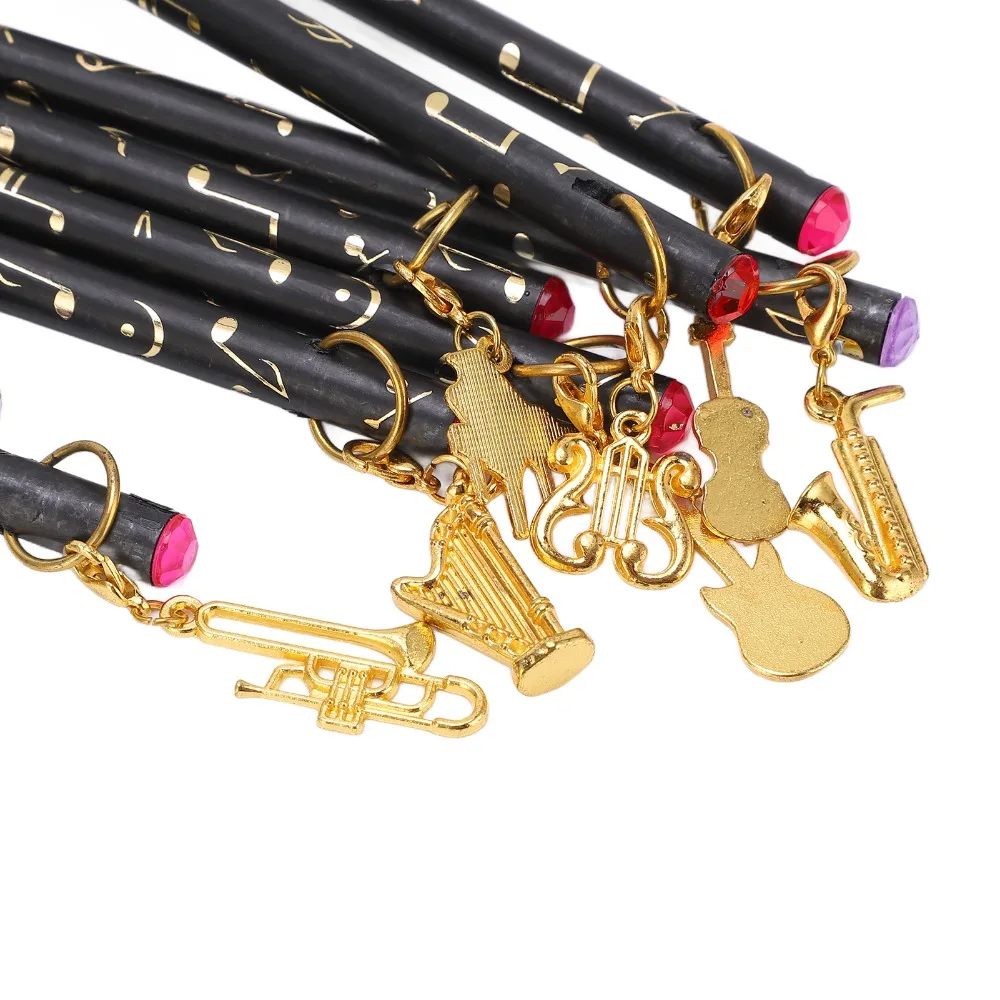 8Pcs ​Pre-Sharpened​ Music Pencil​ ​Diamond Top​ ​Music Themed​ ​Artist Pencil​ ​Beautiful Musical Instruments Pendant