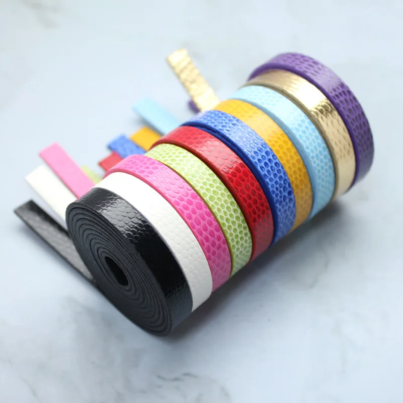 10PC/lot Snake Skin PU Leather Belt no buckle 8mm wide 1Meter Length For Slide Letter Charm DIY Wristband Keychain Making