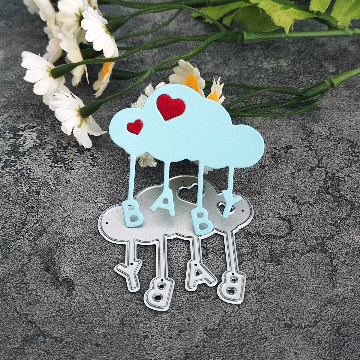 Baby Word Love Heart Cloud Metal Cutting Dies for Card Making Paper Embossing Die Cuts Sets Album Crafts 2023 Templates Stencils