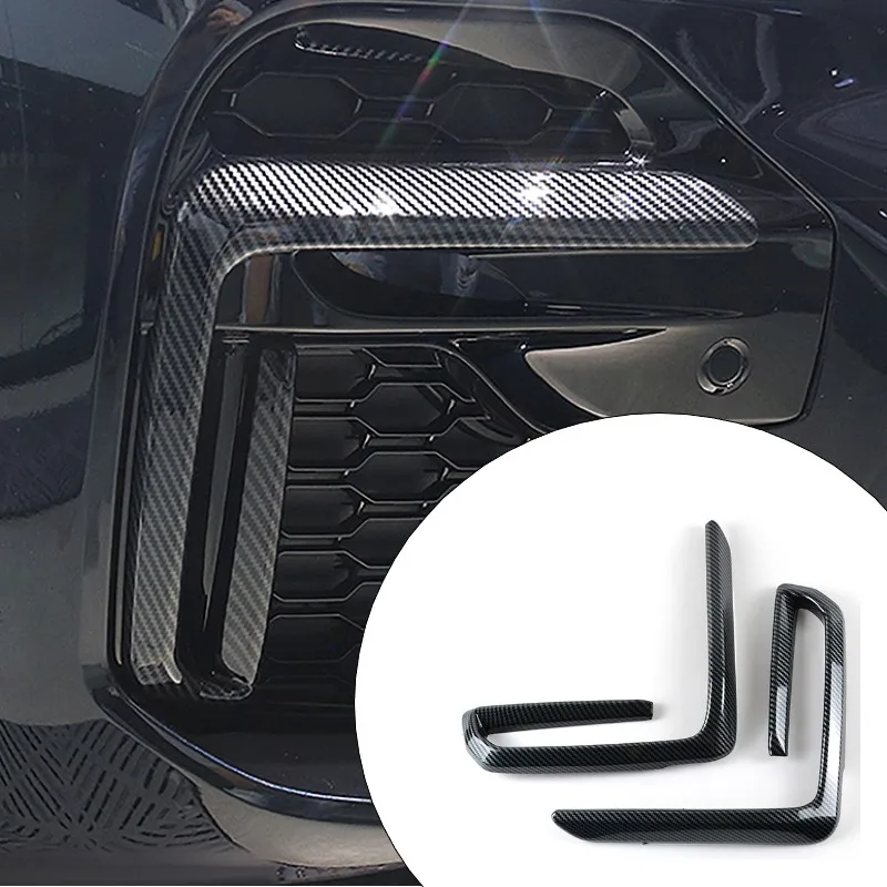 

For BMW X5 G05 2022 Car Front Fog Light Bumper Lower Grille Trim Strips Cover Carbon Fiber Color Stickers Exterior Accessories