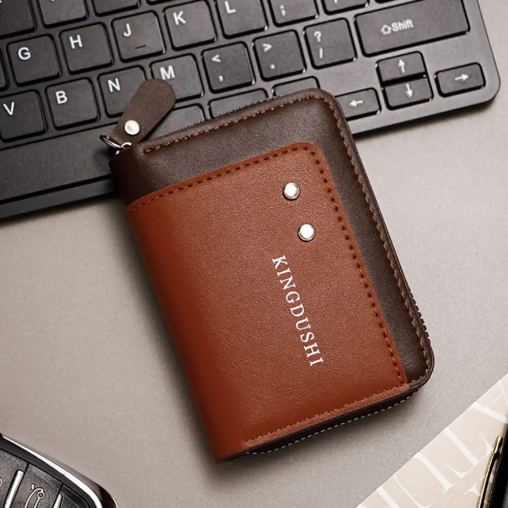 Multi-position PU Money Clip Wallet Multi-card Bit Retro Male Leather Purse Money Pocket Durable Anti-theft Cash Bag Men