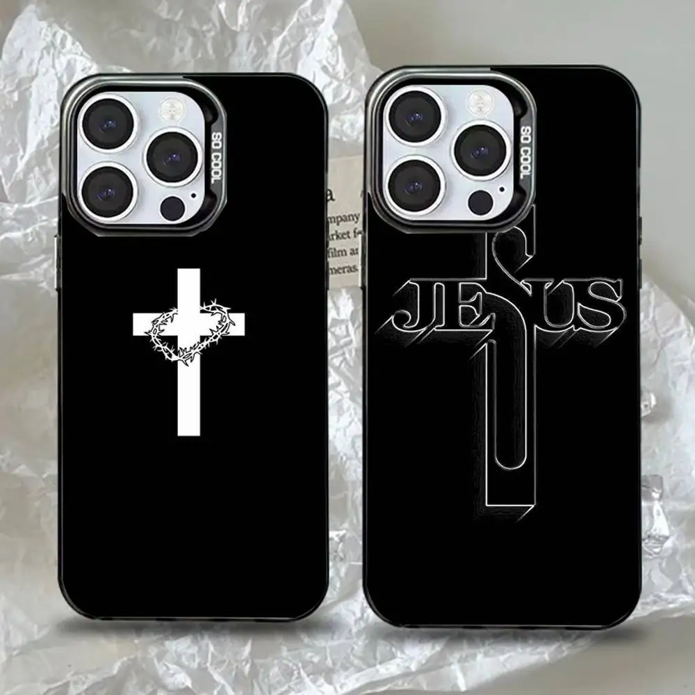 

Bible Jesus Christian Cross Phone Case For iPhone 16,15,14,13,12,11,Pro,Max,Plus,Mini,XS,SE Anti Fall Black Matte Hard Bumper