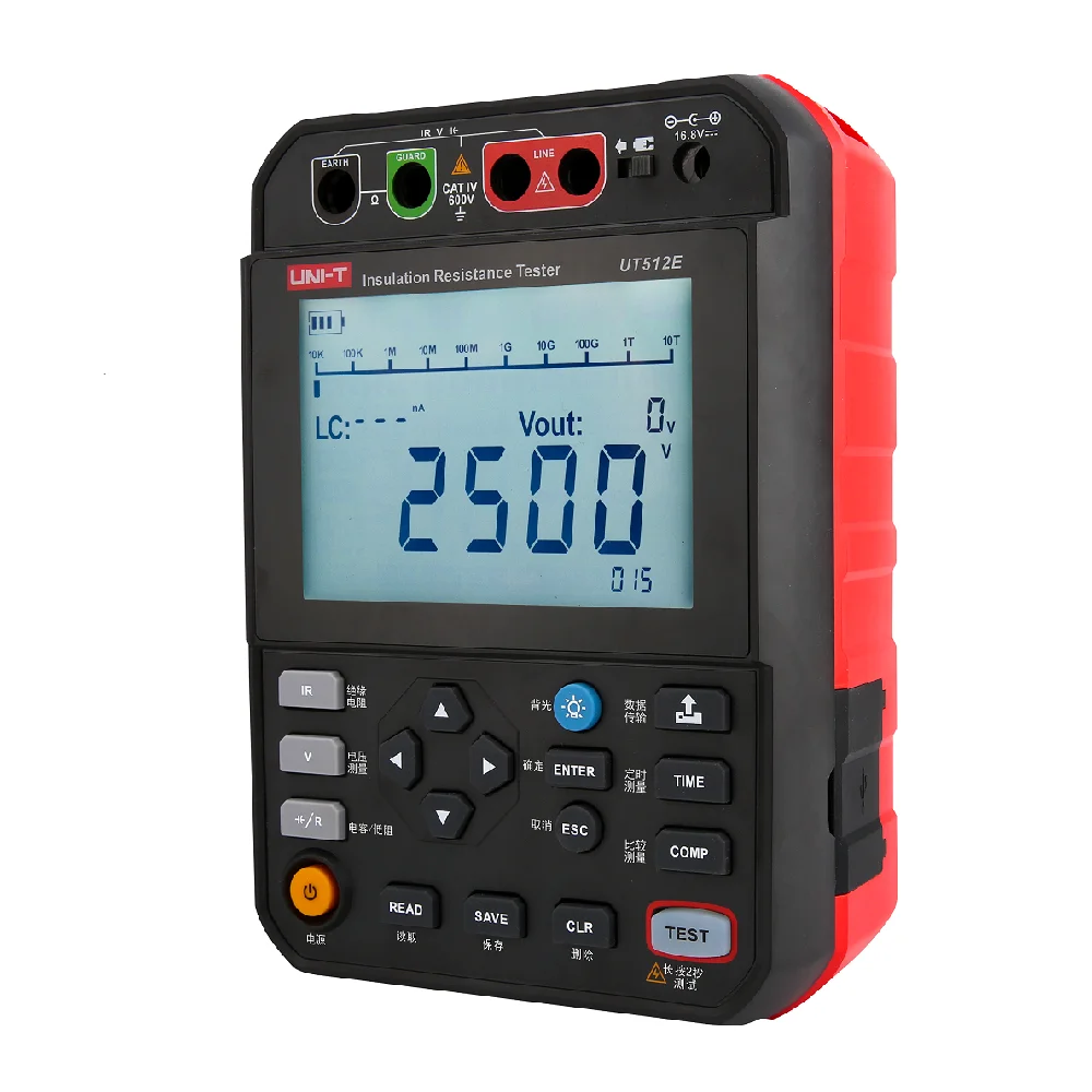 UNI-T UT512E Digital Megger Voltmeter 250V/500V/1KV/2.5KV Insulation Resistance Tester With Low Resistance Measure And Capacitan