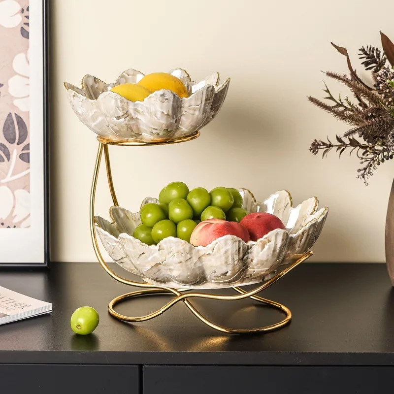 Nordic style light luxury ceramic fruit plate, snack storage plate, multi-layer high-end dried fruit plate housewarming gift