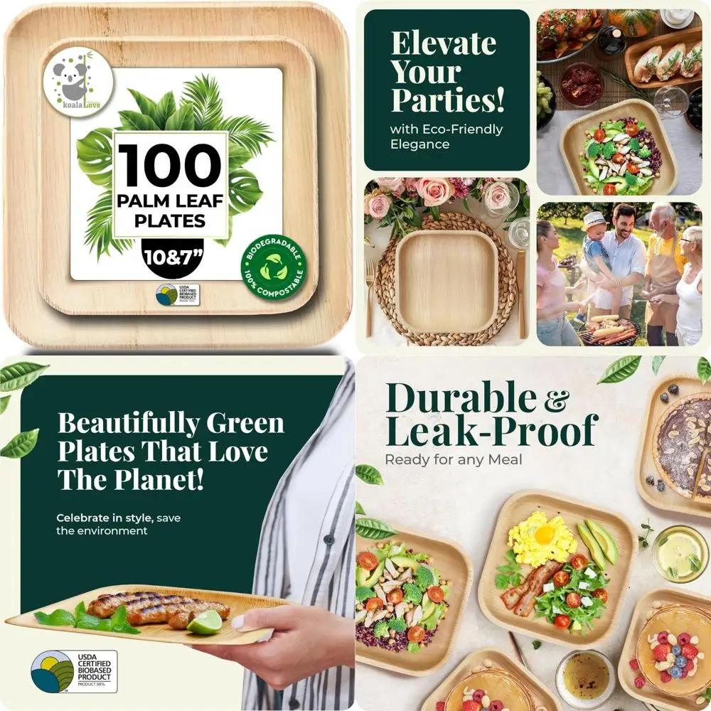 

Экологичные компостируемые тарелки из бамбуковой бумаги, 10 и 7-дюймовый пакет для вечеринок, биоразлагаемые деревянные тарелки для устойчивых мероприятий