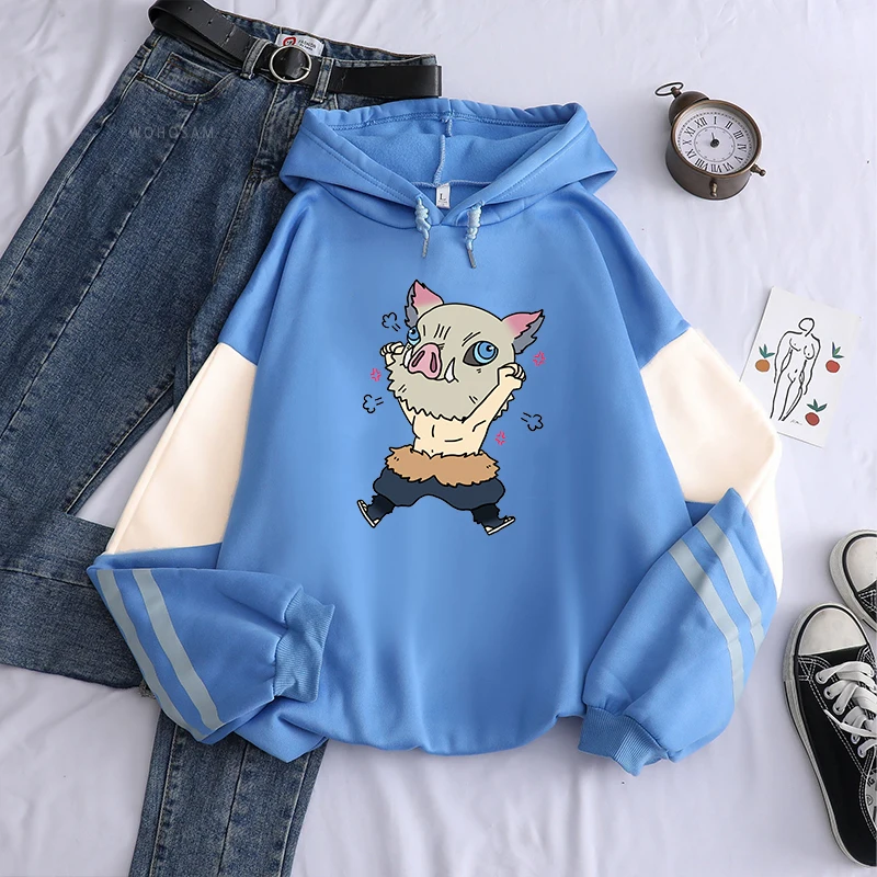 Anime Demon Slayer Hashibira Inosuke Hoodies Harajuku Men Women Kawaii Printed Streetwear Winter Plus Size Casual Sweatshirt