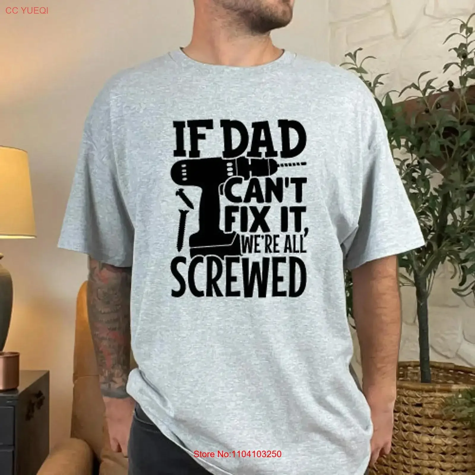 If Dad Cant Fix It We're All Screwed Fathers Day T Shirt Funny vintage Washed Top For Everyday Wear Casual Slightly Unisex