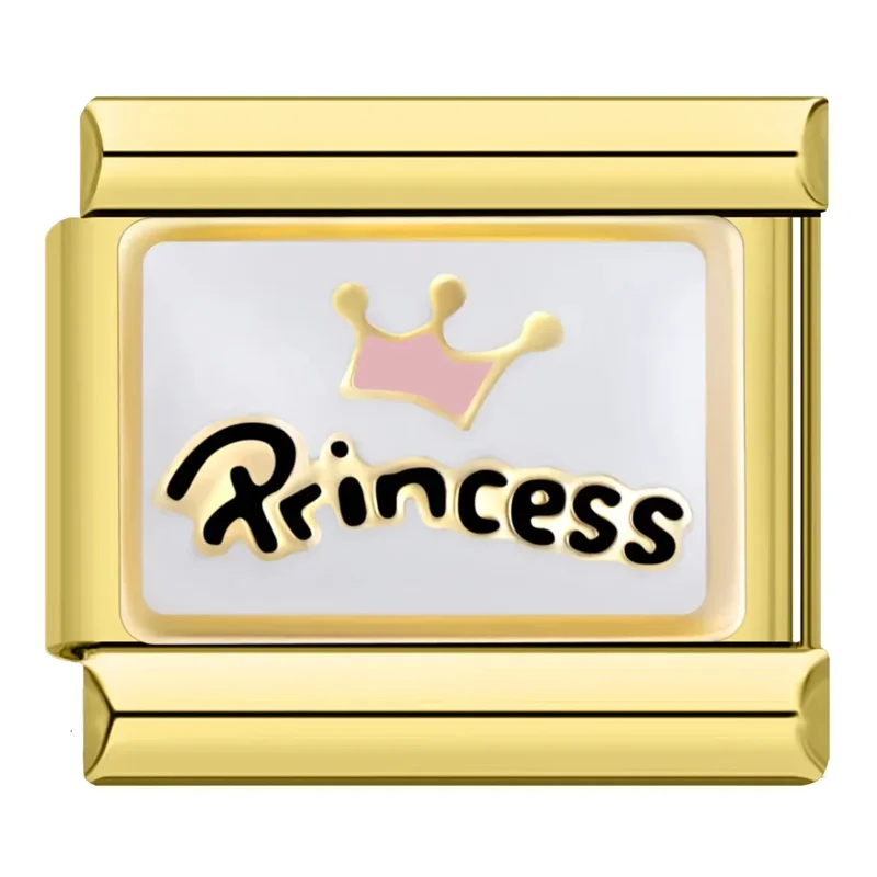 Hapiship 2025 Women's Sweet Queen Think Be Mine Princess Italian Charms Fit 9mm Stainless Steel Bracelet DIYJewelry Gift ZH034