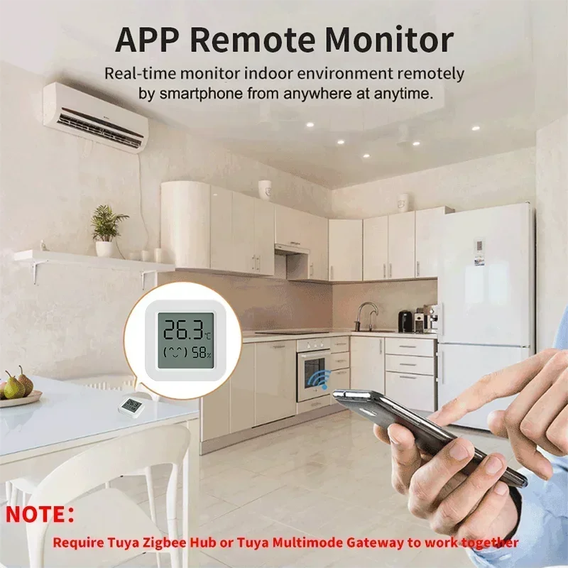 Tuya Zigbee sensore di umidità della temperatura Mini LCD Display digitale APP telecomando termometro igrometro