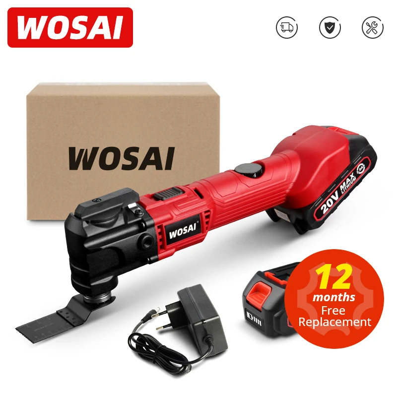 WOSAI 20V Electric Multifunction Oscillating Multi-Tools 6 Variable Speed Cordless Trimmer Saw Renovator Electric Saw Power Tool