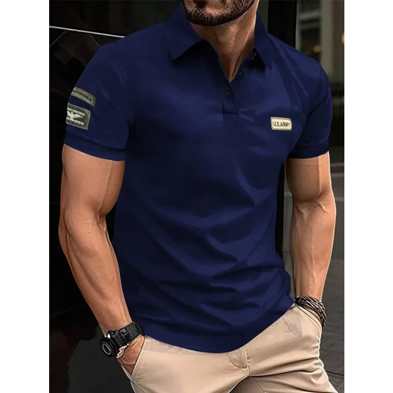 The New Men's Simple Short-sleeved Shirt Is Suitable for Summer and Autumn Fashionable and Comfortable Lapel Men's T-shirt