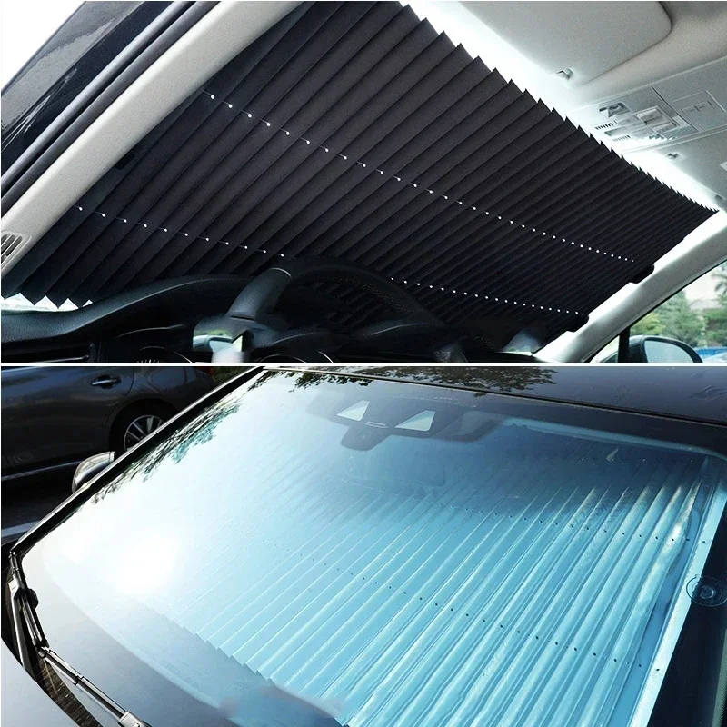 Car Front/Rear Window Sunshades Retractable Windshield Curtains for Sun Visor Car Sun Shades Summer UV Blocking Sun Protective