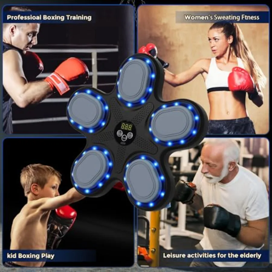 Smart Music Boxing Machine with LED Electronic Wall Mounted for Indoor Workout Training Interactive Fitness Equipment with Prem