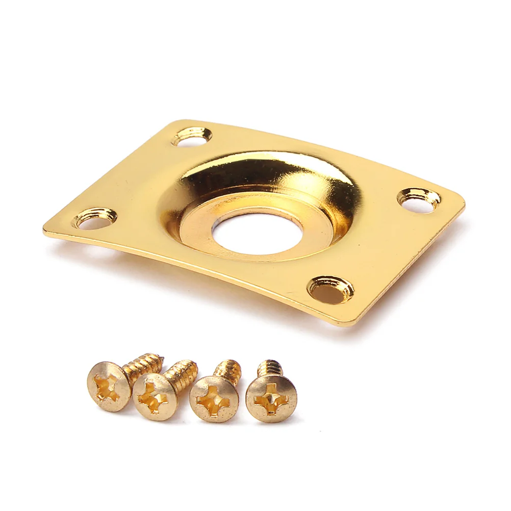 Square Curved Guitar Jack Plate Indented 1/4 Inch Guitar Pickup Output Input Jack Socket Plate Metal Jack Plate With Screws for