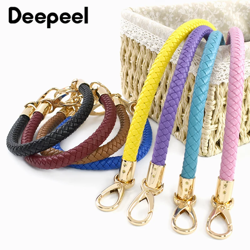 

2 шт. Deepeel 30/40/50/60 см плетеные ручки для сумок из искусственной кожи с металлическими застежками, плетеный сменный ремень для сумок и кошельков, аксессуары для рукоделия