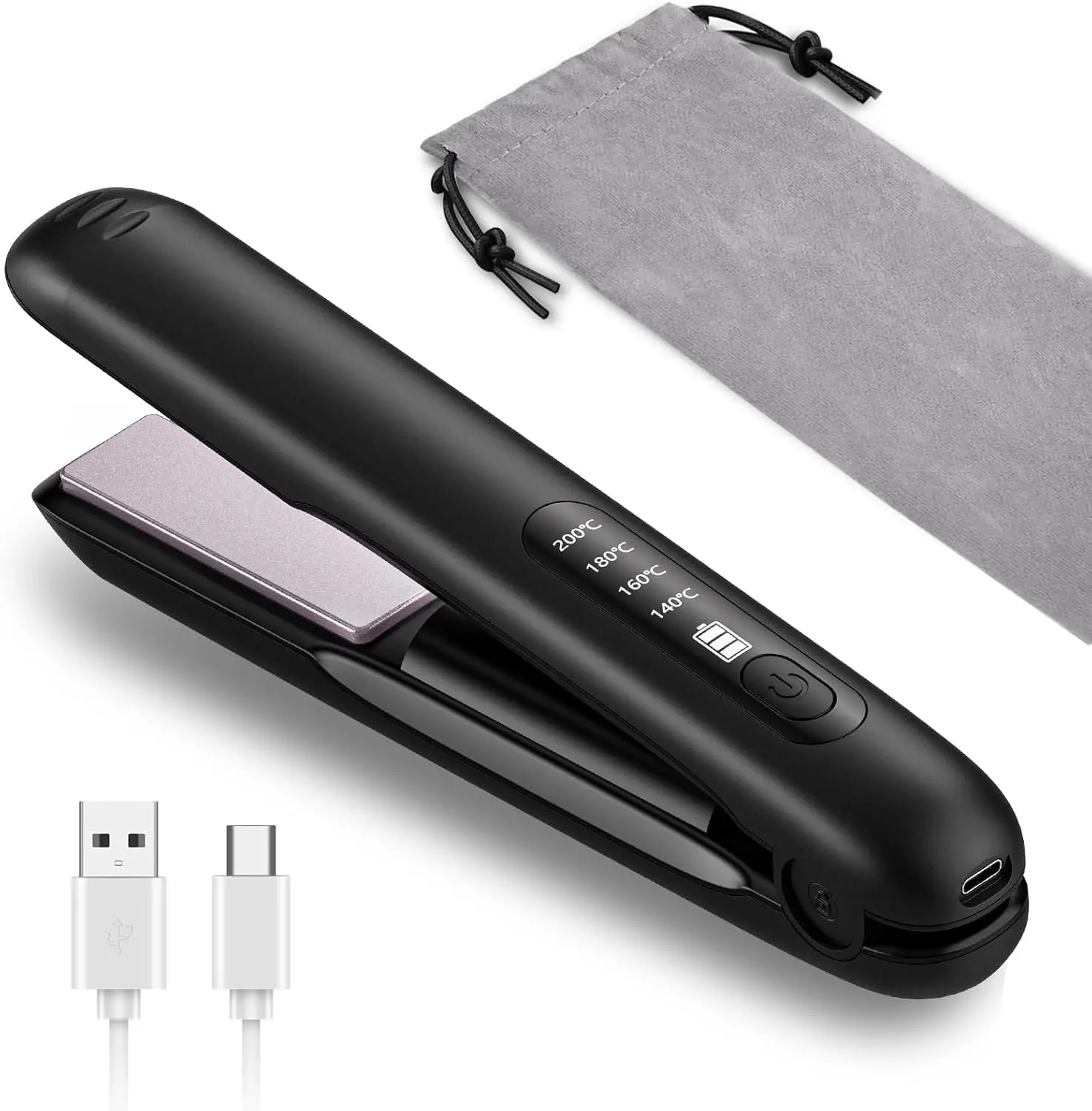 Cordless Hair Straightener and Curler 2 in 1 Straightener for Travel, Cordless Flat Iron USB Rechargeable with 5000mAh Battery