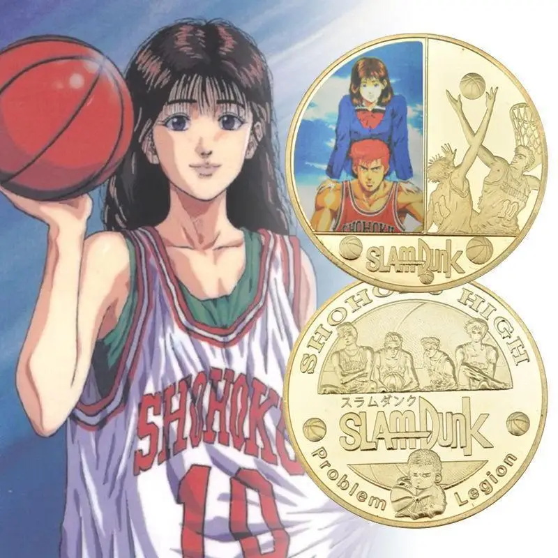 Nowy Slam Dunk Hanamichi Sakuragi Anime peryferyjna figura pamiątkowe monety osobowość twórcza metalowa plakietka kolekcja prezentów
