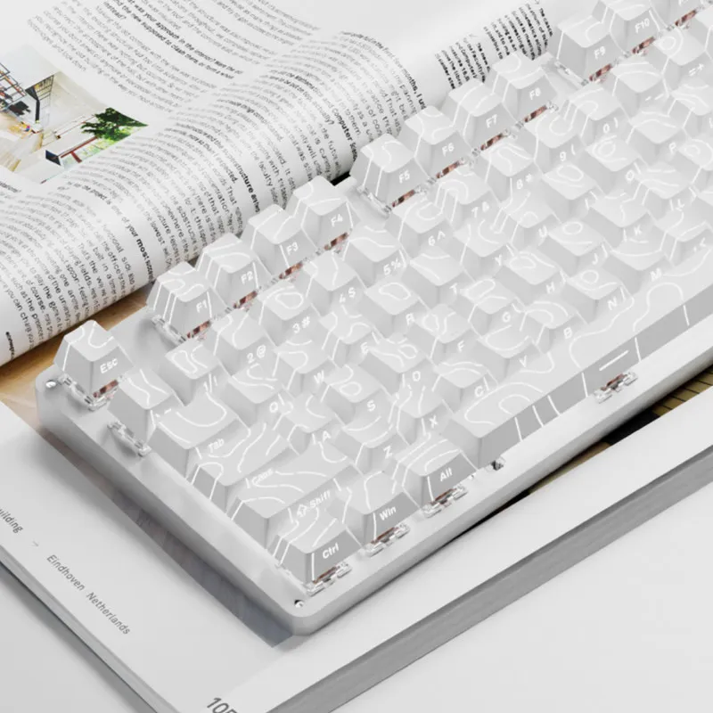 White contour side engraved light transmission gradual change keycap adaptation wooting step from ace68 key 87 key 108 key