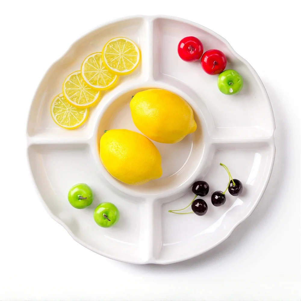 

Melamine Plate Restaurant Household White Plastic Multi-cell Tableware