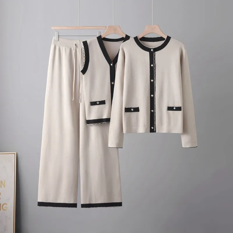 2026 Fall Winter Tweed Slim Knit Cardigan Women Casual Elegant Outerwear New