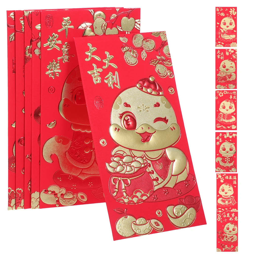 

60pcs Snake Year Red Envelope Bag Chinese New Hong Bao Paper Fine Craftsmanship Vibrant Colors Secure Closure for Money