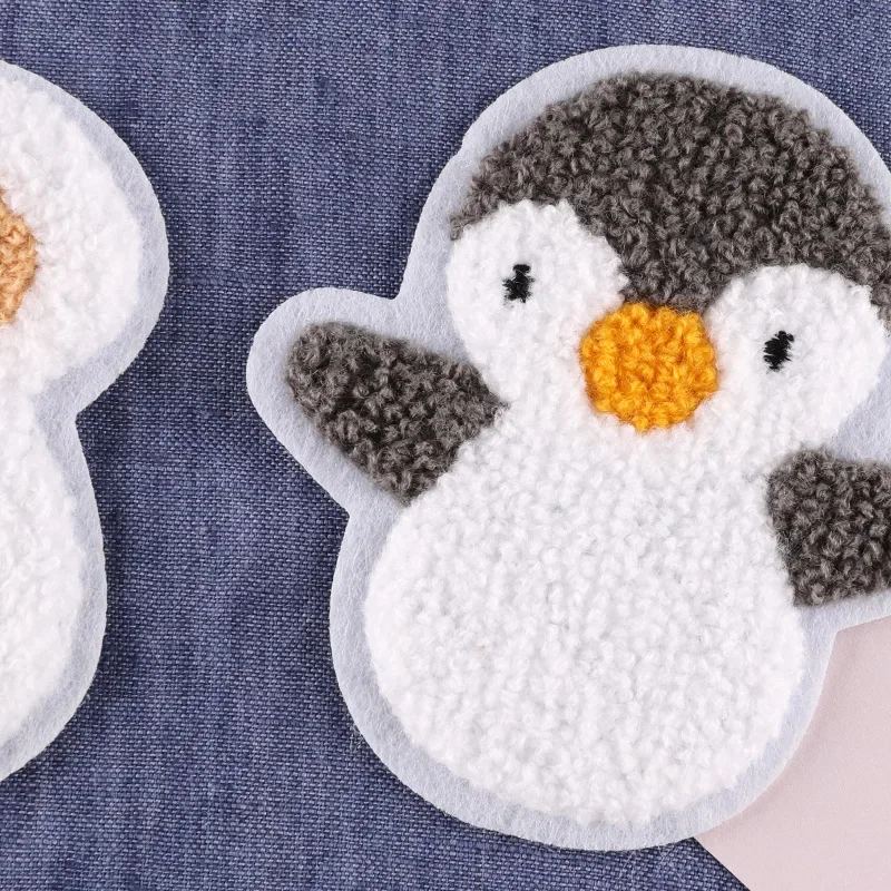 1 peça bonito dos desenhos animados urso cabeça pinguim animal de pelúcia adesivos diy decoração mão costura remendos para vestuário bordado remendo