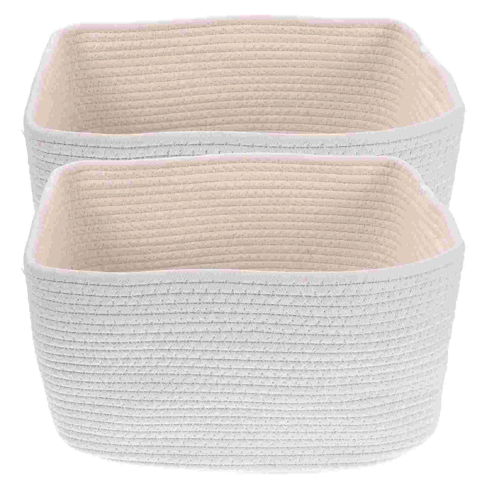 2 Pcs Laundry Basket Closet Organizers and Storage Toy Nursery Bins Baskets for Organizing White Woven Decor Kids