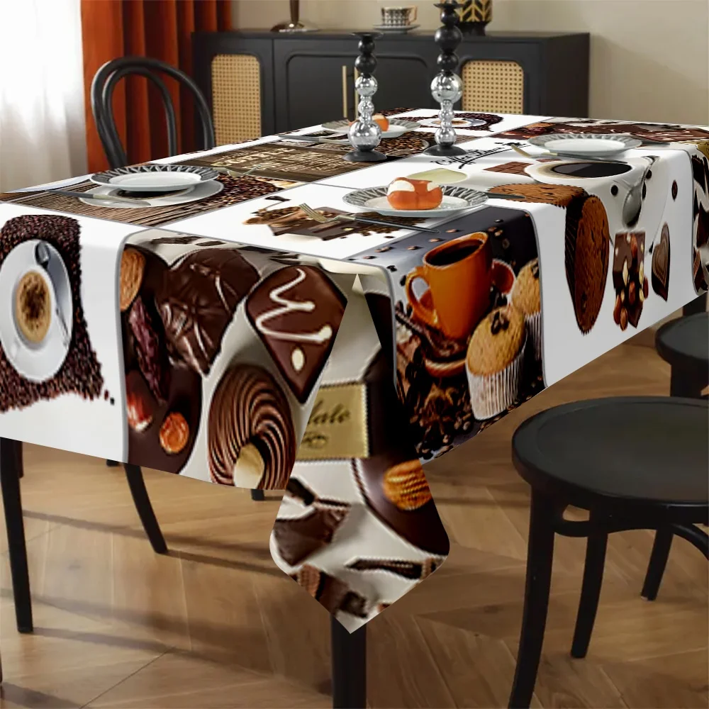 Exquisite coffee pattern tablecloth - suitable for picnics, camping, weddings, parties, festivals