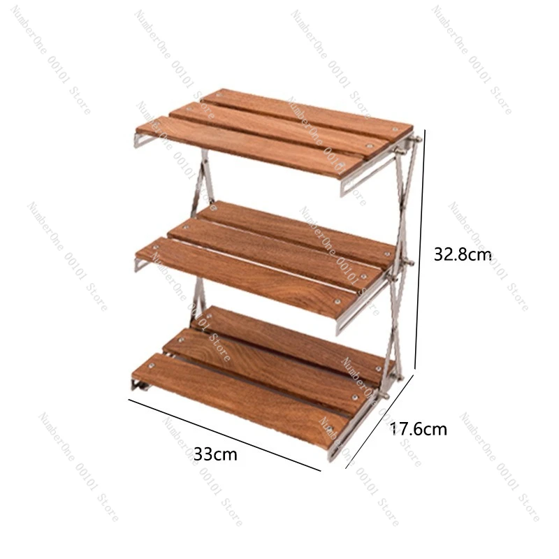 Outdoor Camping Picnic Portable Multifunctional Folding Triple Shelf