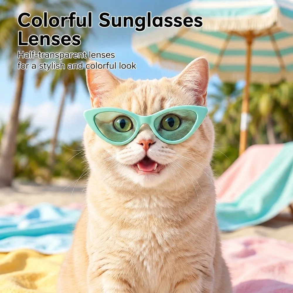 Triangular Cateye Pet Sunglasses Lightweight Novelty Funny Cat Glasses Multiple Bright Colors Pet Photo Prop Pet Party Cosplay