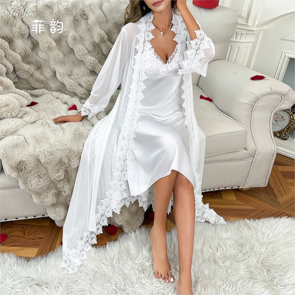 ملابس منزلية نسائية بيجامات مثيرة ملابس منزلية دانتيل بدون ظهر حزام سباغيتي مريح بلون سادة رداء أنيق على شكل حرف V #4