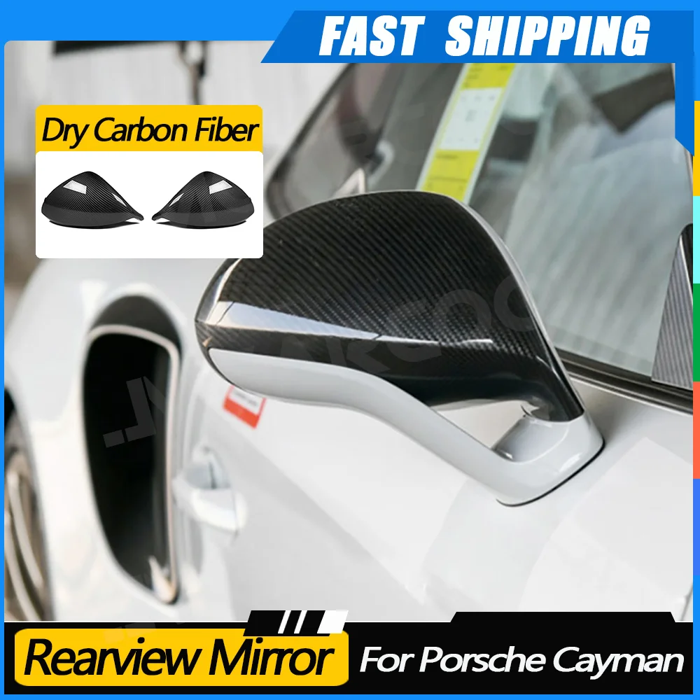 

JMCARCOOL Dry Carbon Fiber Door Side Rearview Mirror Cap Trim Shell Covers For Porsche Cayman Boxster 981 991 Sport 2013-2016