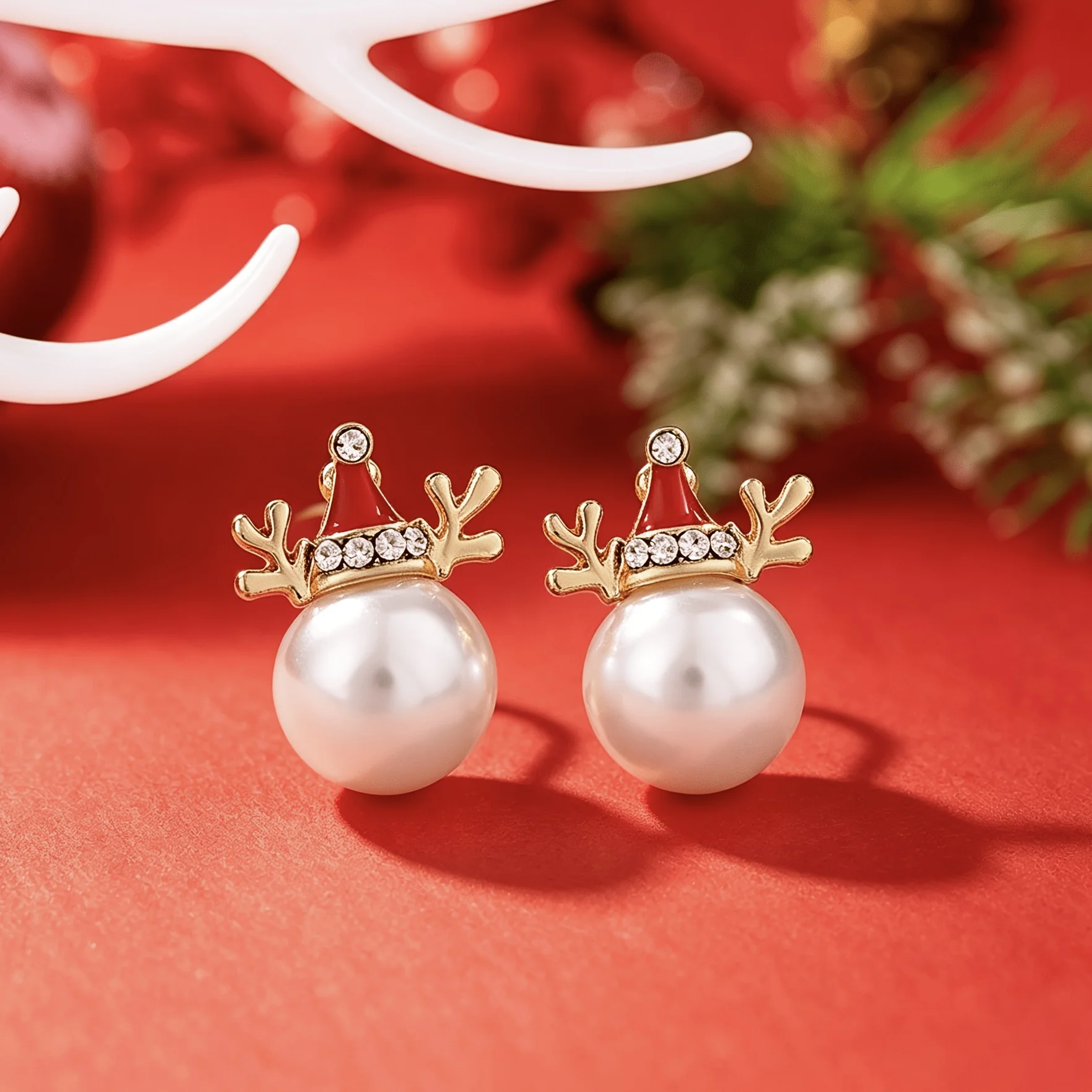 European and American Christmas series earrings, fashionable and exquisite, diamond studded Christmas tree, snowflake bell, smal