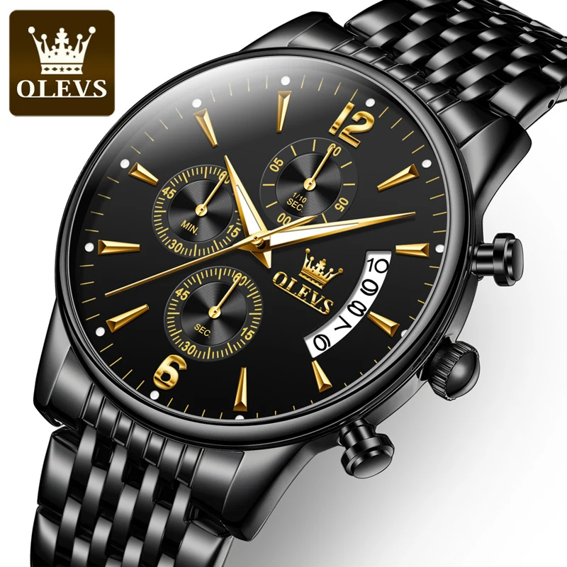 

OLEVS Black Watch for Men Warterproof Sports Mens Watch Top Brand Luxury Clock Male Business Quartz Wristwatch Relogio Masculino