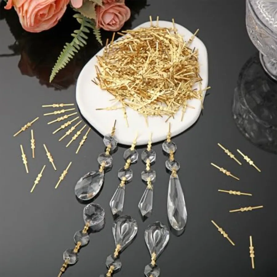 1000 Pcs Crystal Connectors Chandelier Crystal Connectors Clips Crystals Replacement Fastening Parts for Connecting Chandelier/