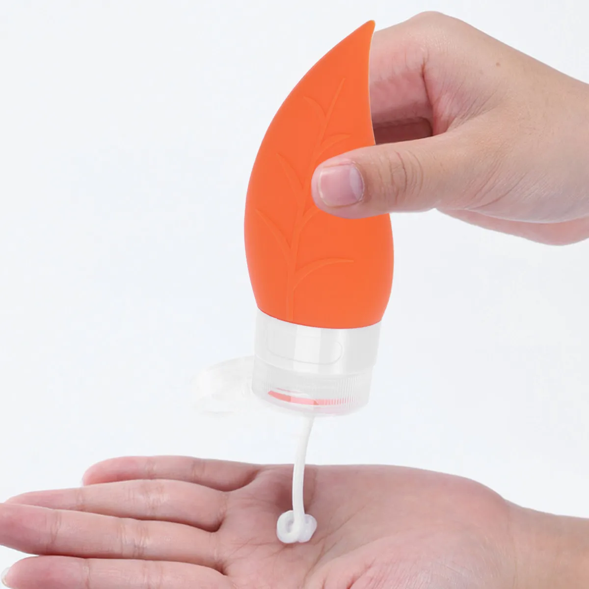 

Силиконовая многоразовая бутылка в форме листа дерева, 40 мл, для путешествий, для мыла, шампуня, кондиционера, лосьона, гибкий портативный контейнер из силикагеля