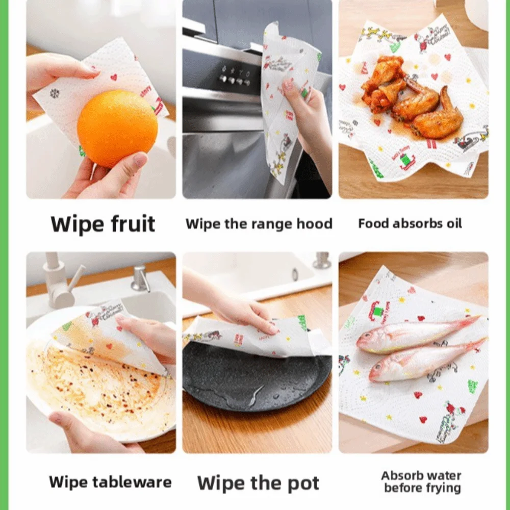 ورق مطبخ عيد الميلاد القابل للتصرف سميك ثلاث طبقات رطب جاف ثنائي الاستخدام مناشف ورقية لعيد الميلاد ورق لف منزلي #3