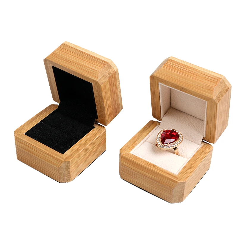 Caja de joyería de madera de bambú de alta calidad, brazalete, colgante, collar, anillo, caja de embalaje de joyería, venta al por mayor