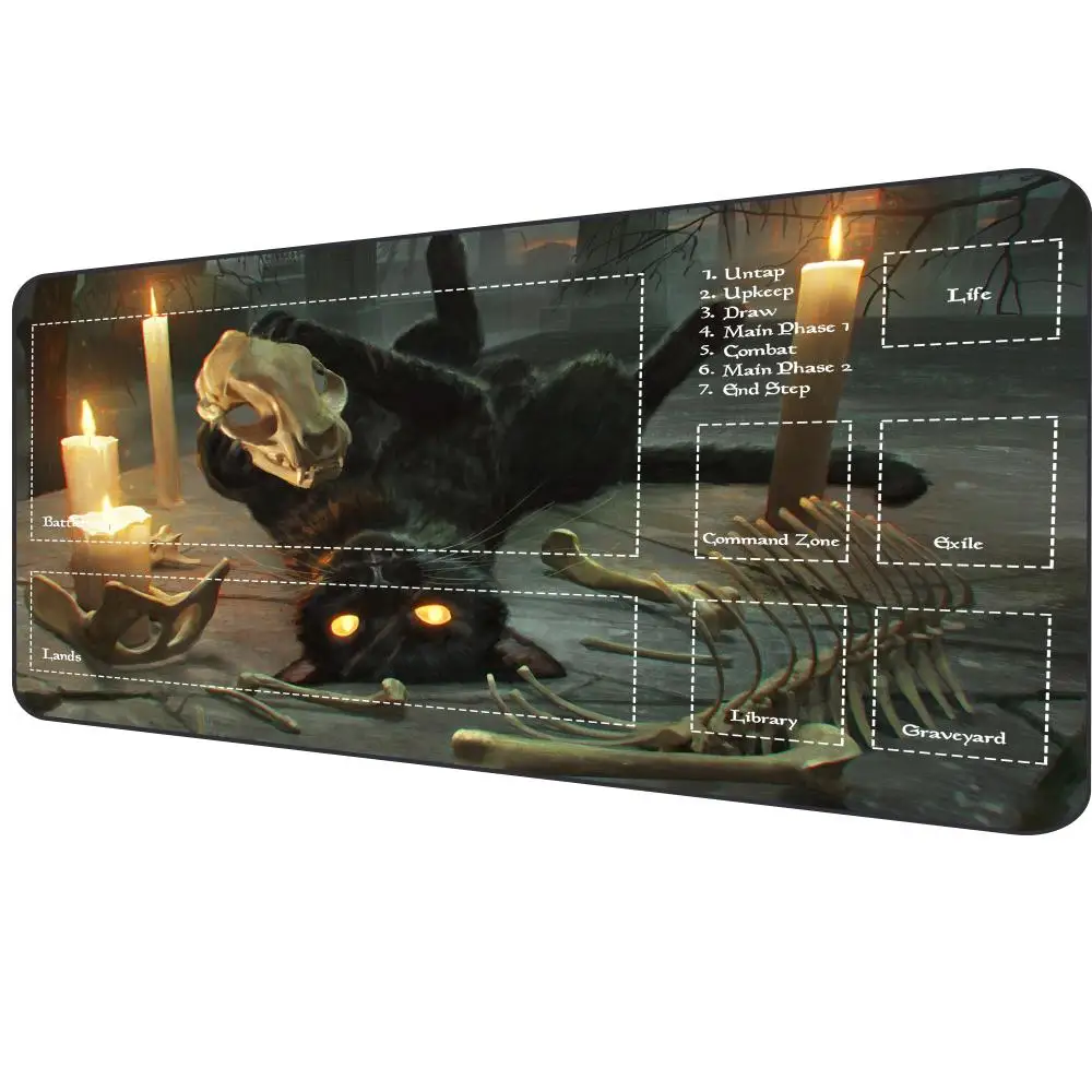 Mouse skeleton magic, Pad cat, playmat, Game Black pad, card collection, card slot, TCG, CCG, MTG, desktop games,