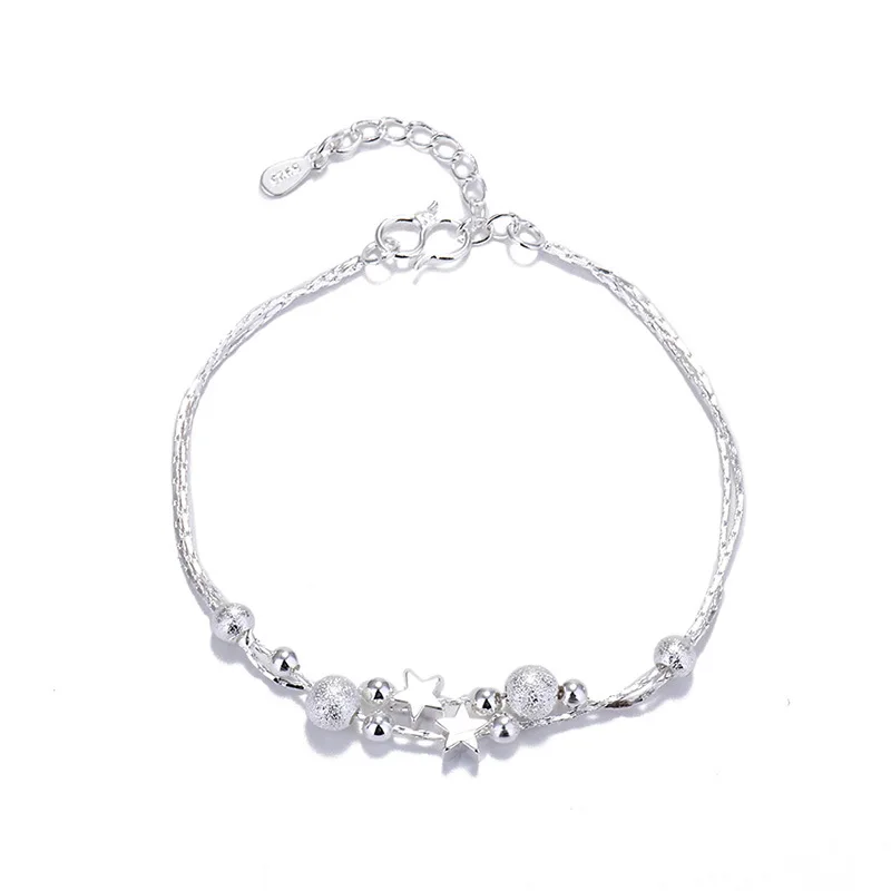 925 Sterling Silver New Trendy Star Crystal Friendship Bracelet For Women Girls Best Friend Gift Fashion Jewelry