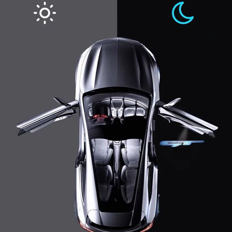 For GT Logo KIA KN K5 K3 Sportage Ceed RIO Hyundai Venga Infrared Sensor Car HD Door Welcome Light Led Projector Lamp 1/2PCS